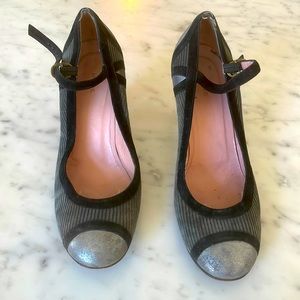Vintage Marc Jacobs corduroy and sparkly suede heeled mary janes. Size 39.5/9